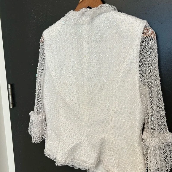 Frank Usher size 12 sequin lace effect blazer NWOT shoulder pads! Fits smaller!! - Picture 3 of 16